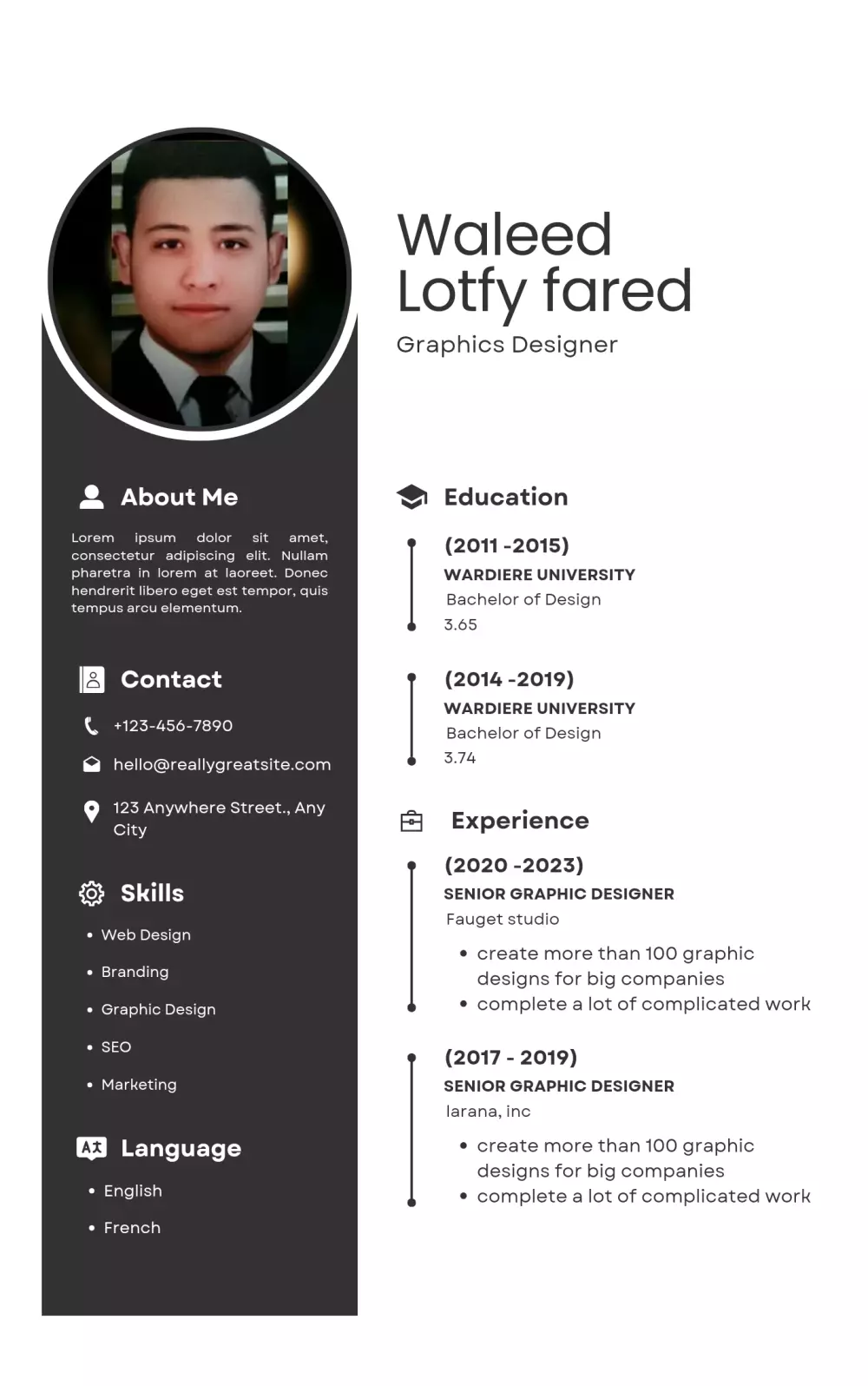 تصميم CV بشكل احترافي لمختلف الاغراض