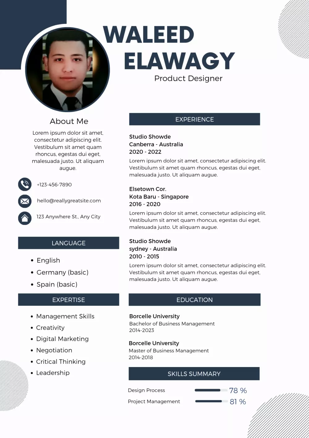 تصميم CV بشكل احترافي لمختلف الاغراض