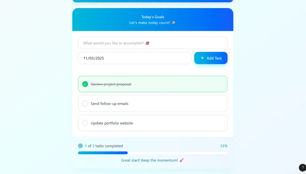 تصميم واجهة ويب لتطبيق قائمة مهام (To-Do List) عصرية وجذابة على Figma