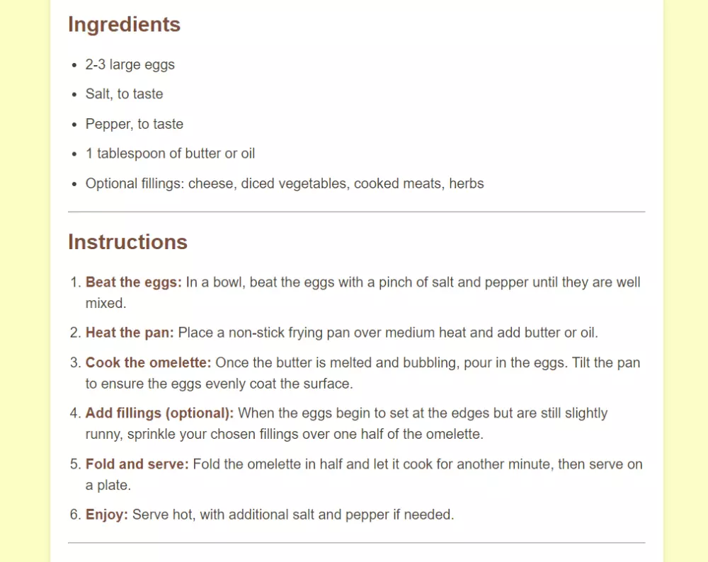 تصميم land page Recipe page