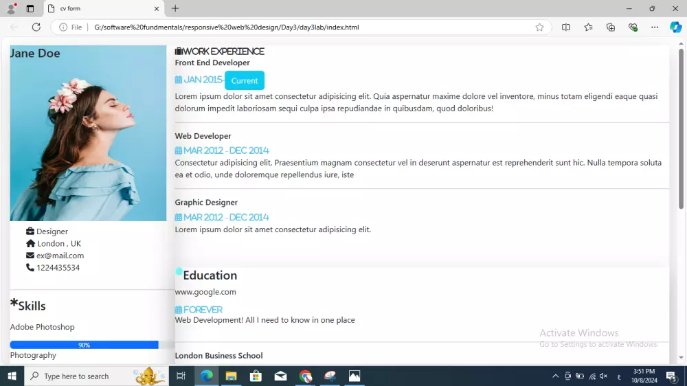 إنشاء صفحة باستخدام HTML , CSS