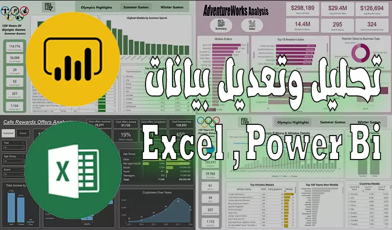 داشبورد تفاعلي Power bi وتحليل بيانات بأدوات Excel , python