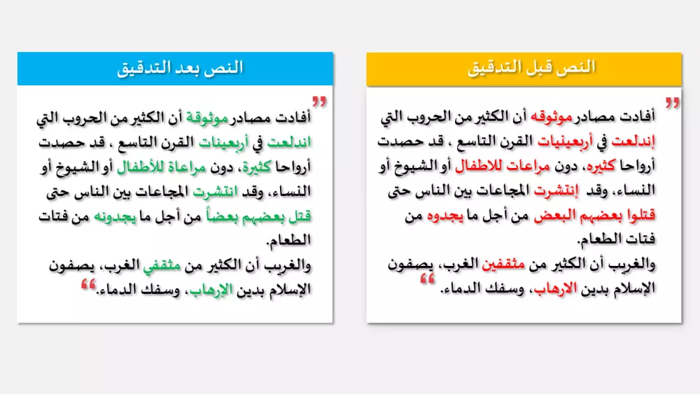 تدقيق لغوي وإعادة صياغة المحتوى