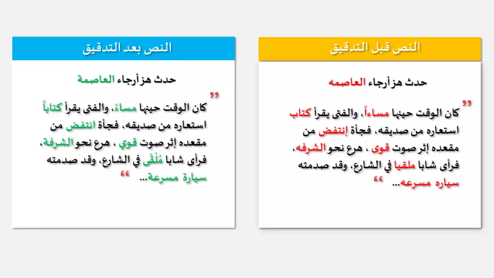 تدقيق لغوي وإعادة صياغة المحتوى