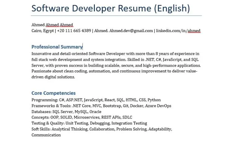 عمل سيرة ذاتية احترافية طبقا لنظام ال ATS