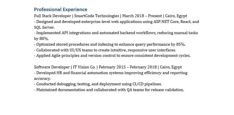 عمل سيرة ذاتية احترافية طبقا لنظام ال ATS