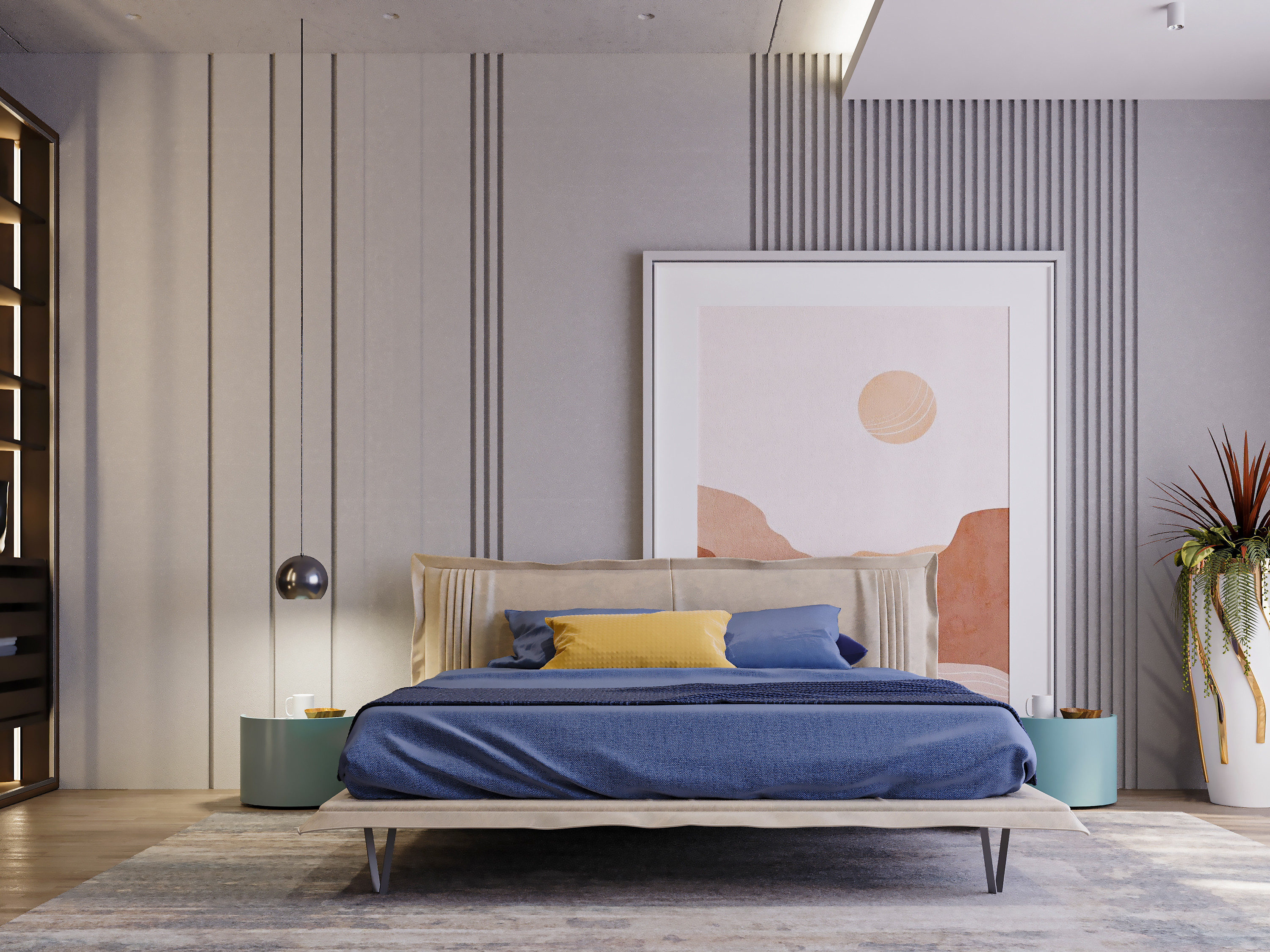 تصميم فراغ واحد غرفو نوم او معيشه ... الخ