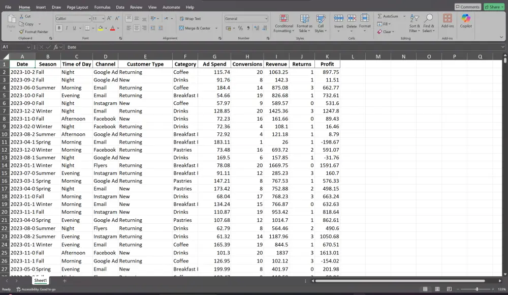 ادخال بيانات وتنسيقها فى جدول باستخدام الاكسل