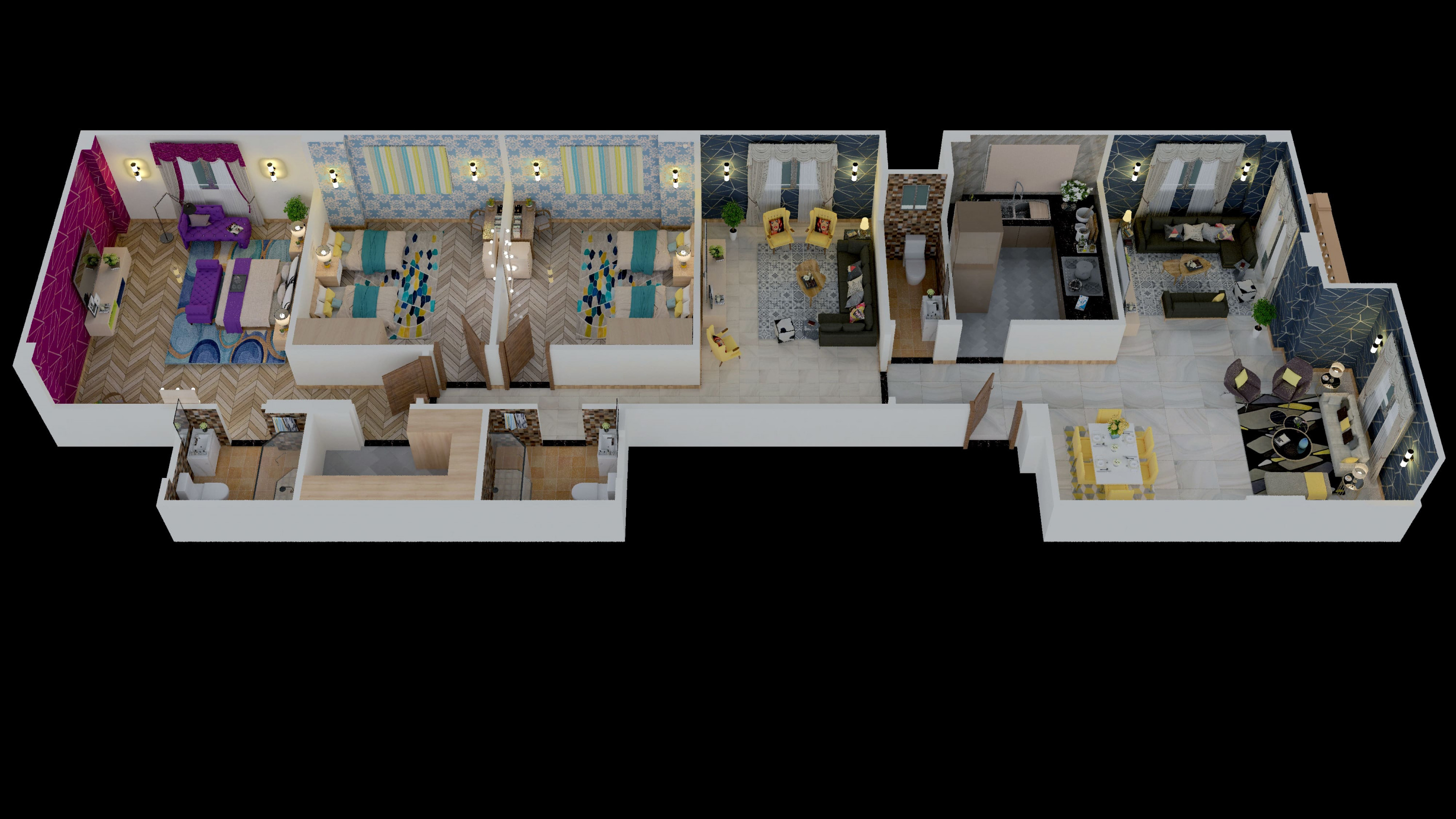 تصميم مسقط 3d للفرش ب 5 دولار \ 25 متر مربع