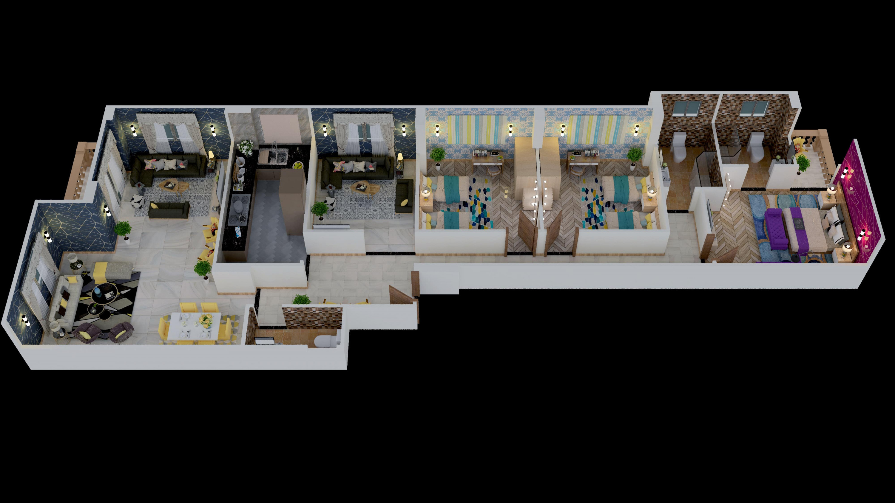 تصميم مسقط 3d للفرش ب 5 دولار \ 25 متر مربع