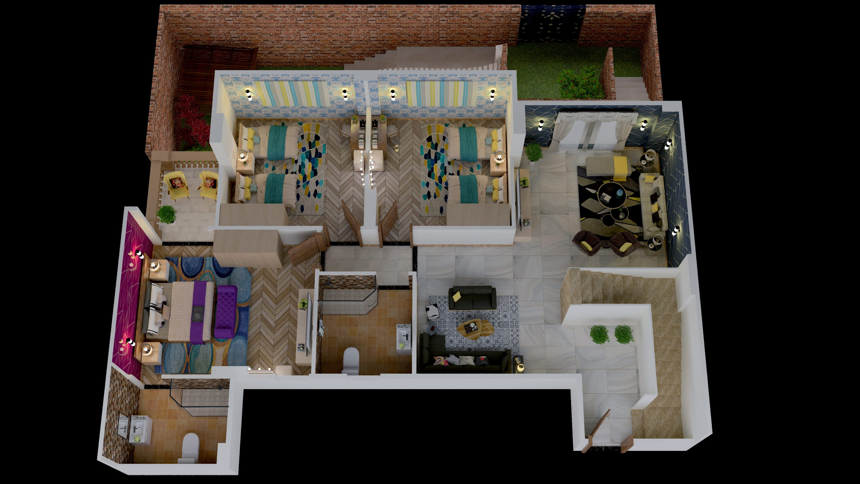 تصميم مسقط 3d للفرش ب 5 دولار \ 25 متر مربع