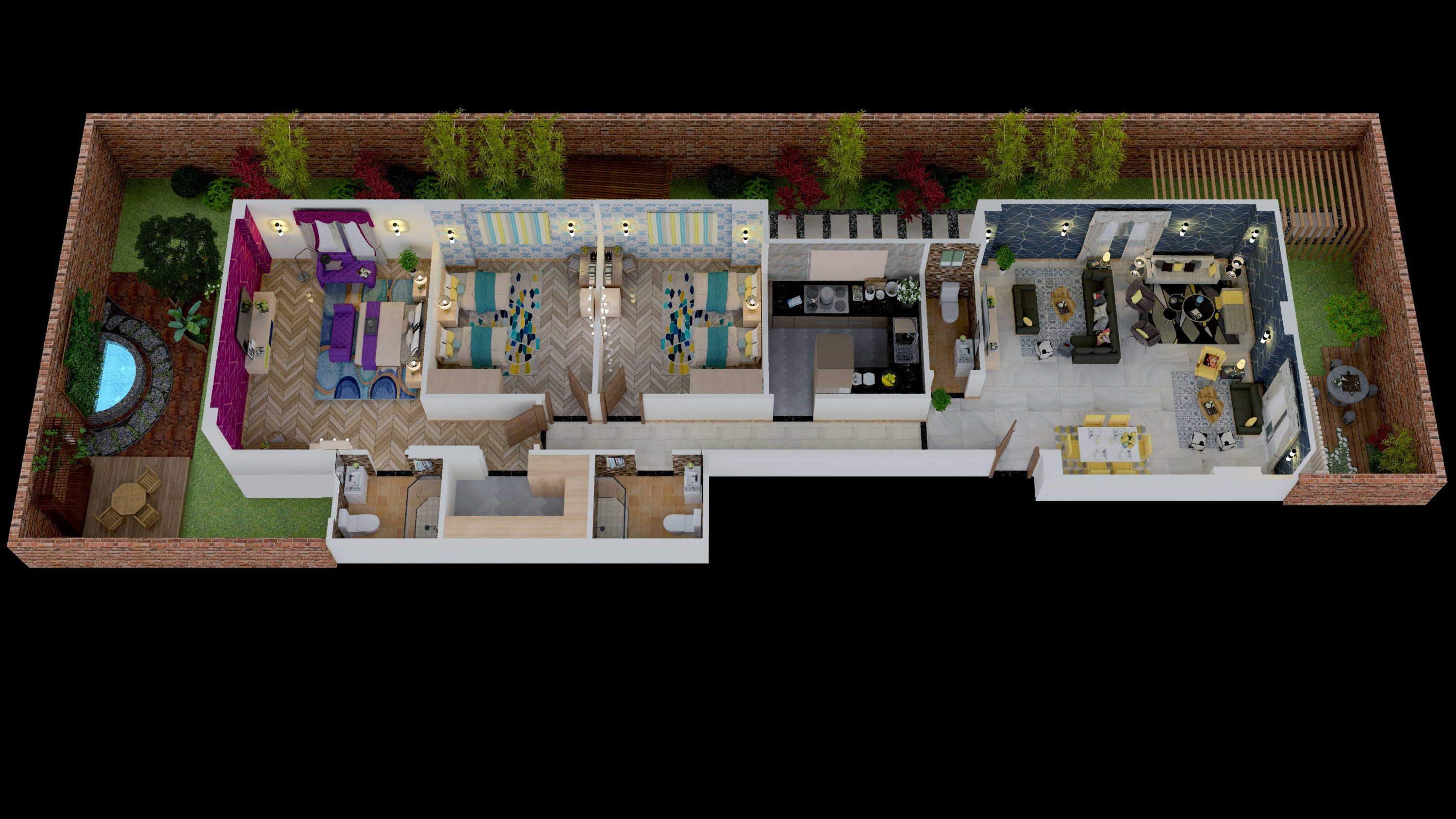 تصميم مسقط 3d للفرش ب 5 دولار \ 25 متر مربع