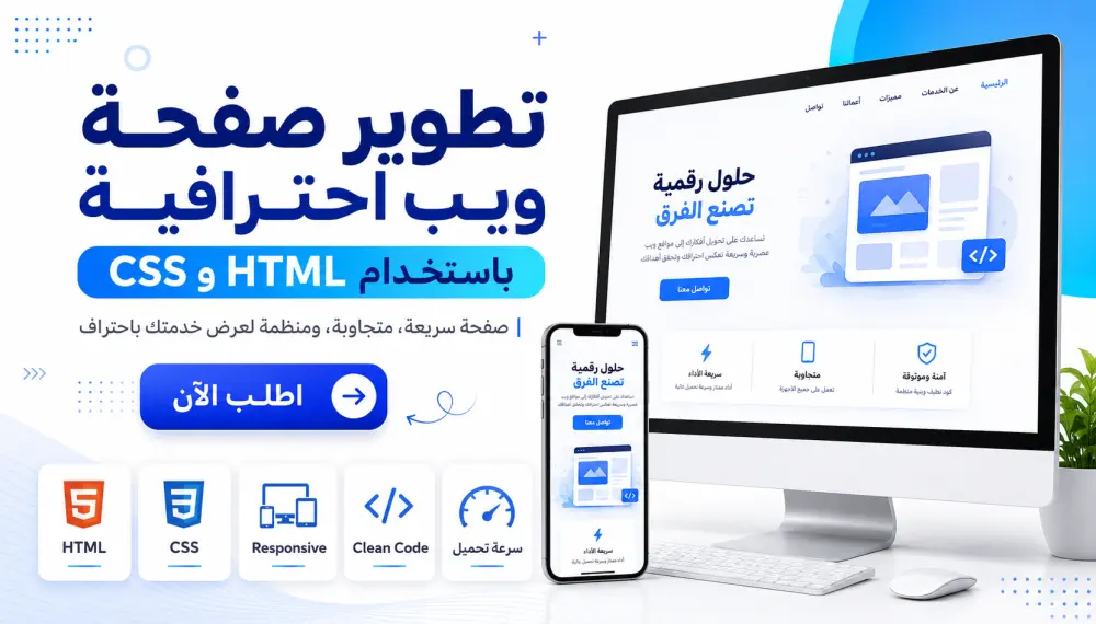 تطوير صفحة ويب احترافية باستخدام HTML و CSS