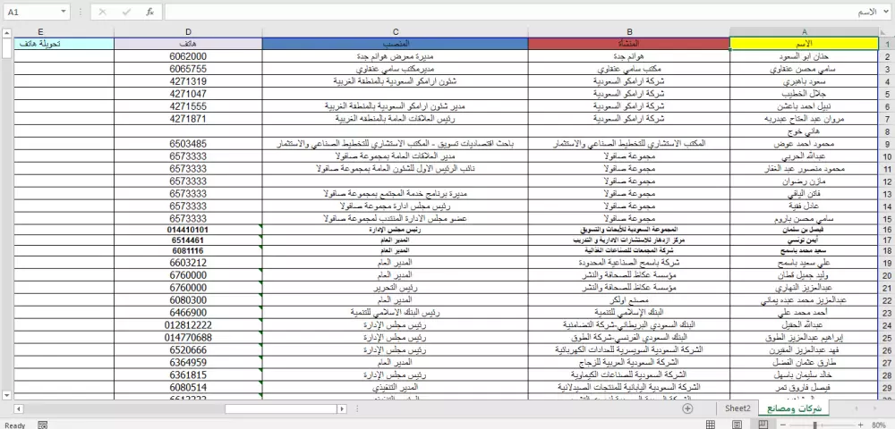 قاعدة بيانات ضخمة لشركات ومؤسسات سعودية في مختلف المجالات