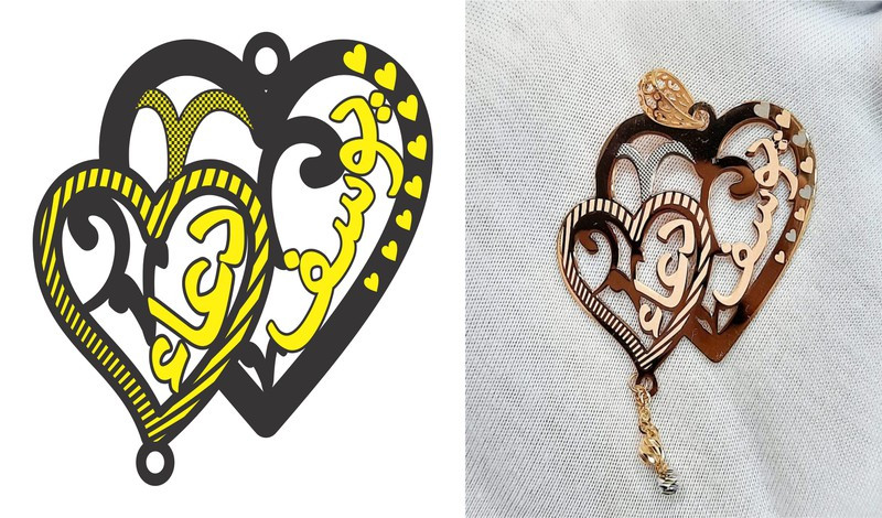 سأخطط لك أي اسم تريد تنفيذه على قطعة ذهب أو اكسسوارات