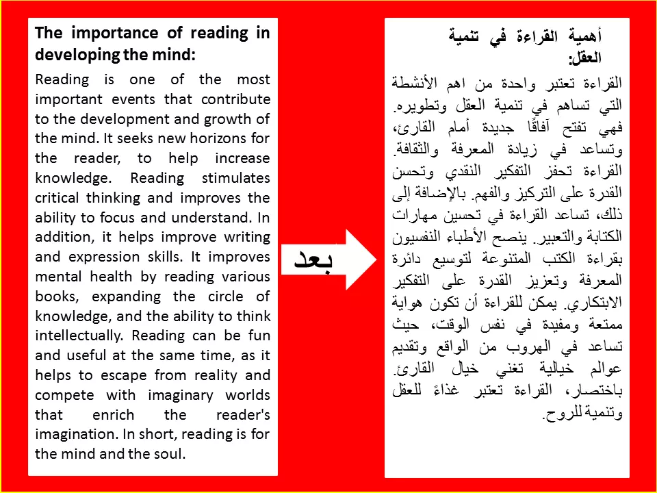 اقدم ترجمة من العربية إلي الإنجليزية و العكس، ترجمة مميزة