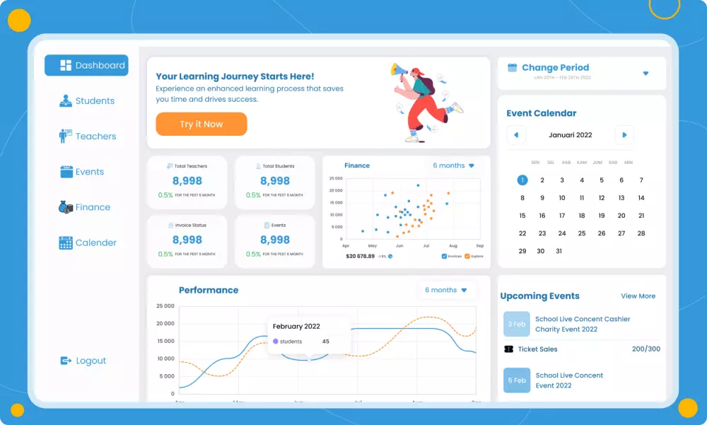 تصميم داش بورد احترافي وعصري لإدارة البيانات بسهولة وفعالية
