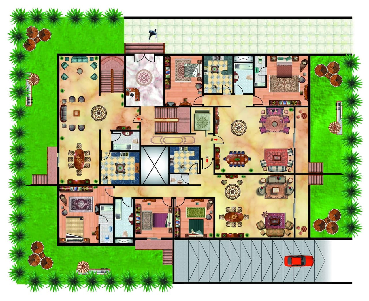 فرش وتلوين بمسقط افقى