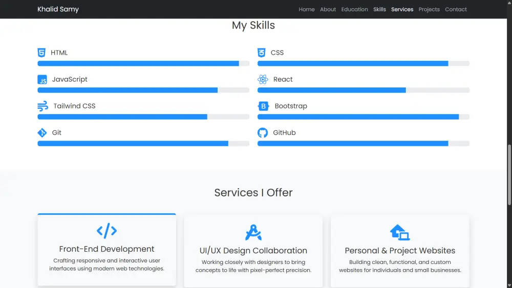 تطوير موقع شخصي بورتفوليو احترافي باستخدام HTML وCSS وBS