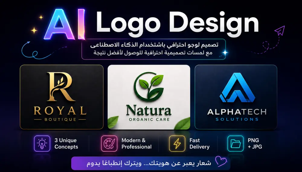 تصميم لوجو احترافي باستخدام AI مع تعديلات يدوية