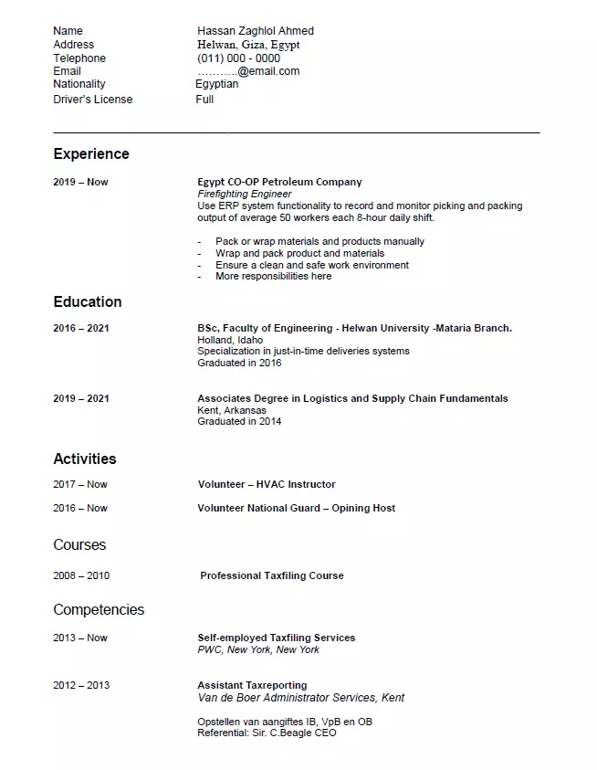 كتابة وتصميم سيرة ذاتية احترافية CV
