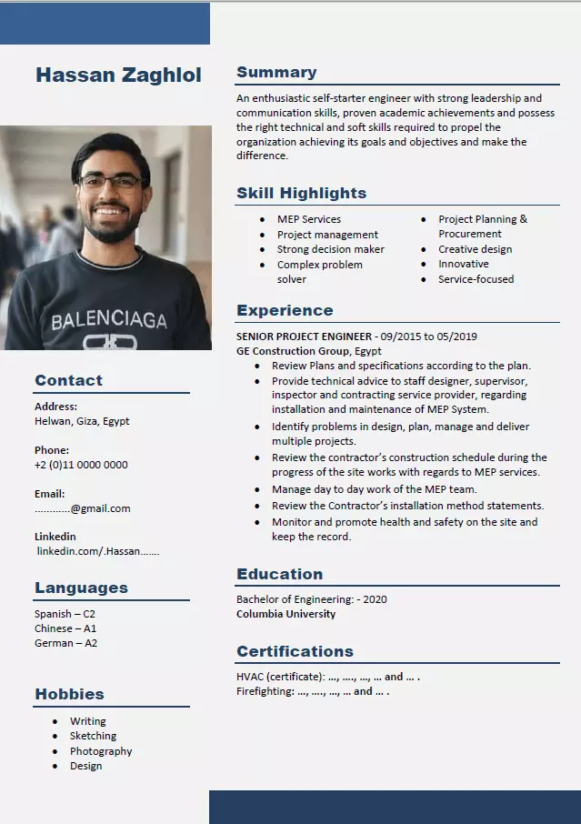 كتابة وتصميم سيرة ذاتية احترافية CV