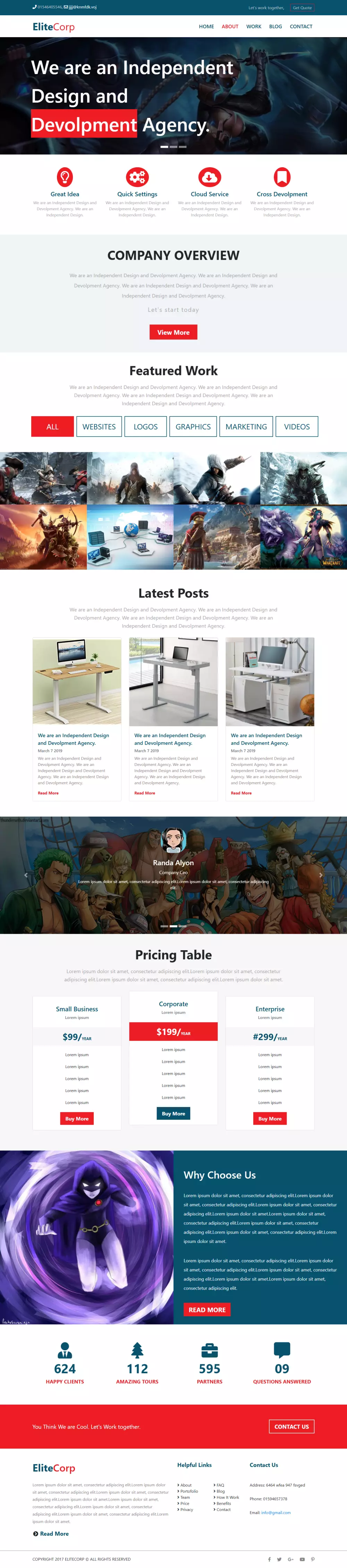 تصميم صفحة ويب (هبوط-تتعامل مع البيانات) لموقع