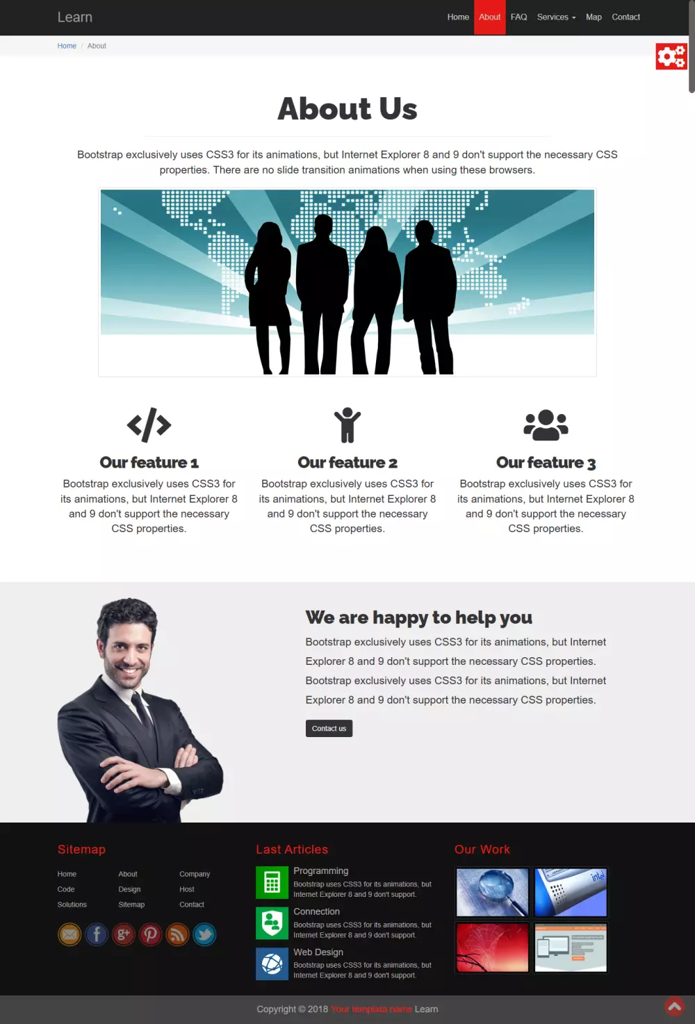 إنشاء صفحة ويب على حسب متطلبات العميل