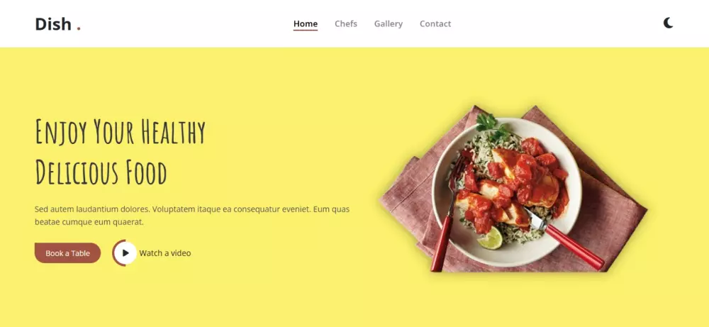 تصميم صفحة هبوط احترافية لمطعم "Dish"
