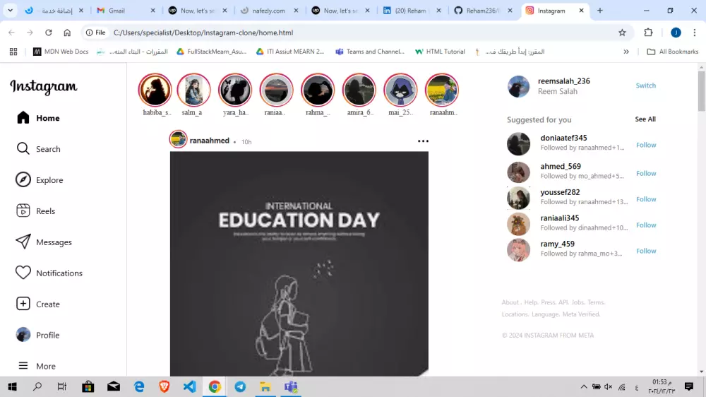 تصميم صفحة ويب باستخدام HTML,CSS,JSبشكل احترافى