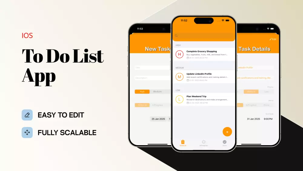 تطوير تطبيق iOS بسيط (مكون من واجهتين) بجودة عالية