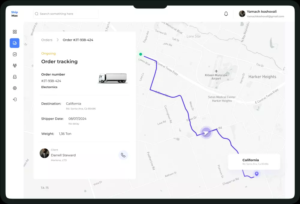 لوحة تحكم لإدارة عمليات النقل والشحن الخارجي