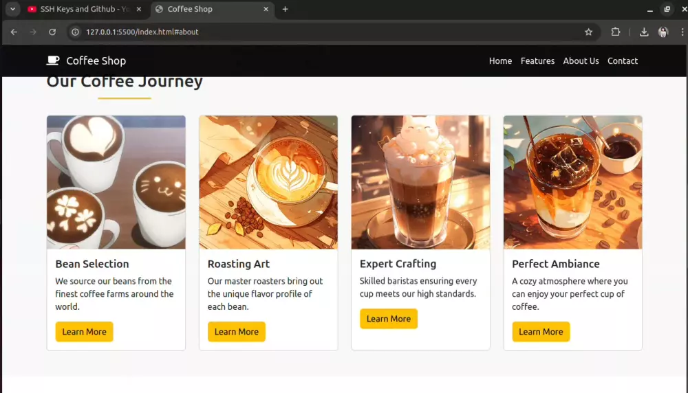 تصميم وتطوير موقع ويب لمقهى واجهة تفاعلية وعصرية