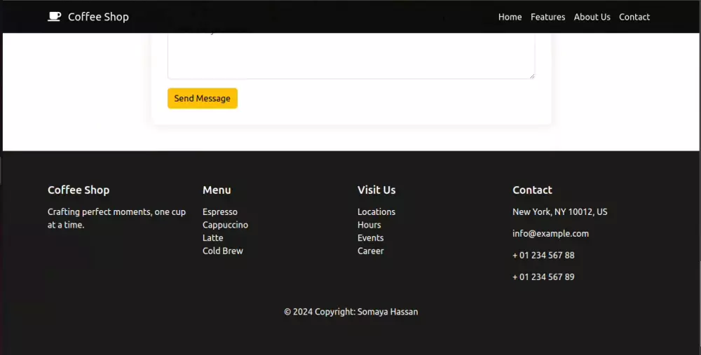 تصميم وتطوير موقع ويب لمقهى واجهة تفاعلية وعصرية