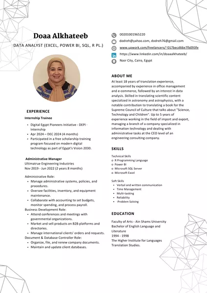 سير ذاتية احترافية والبروفايل على المنصات المتخصصة  cover letter , Resume ,CV