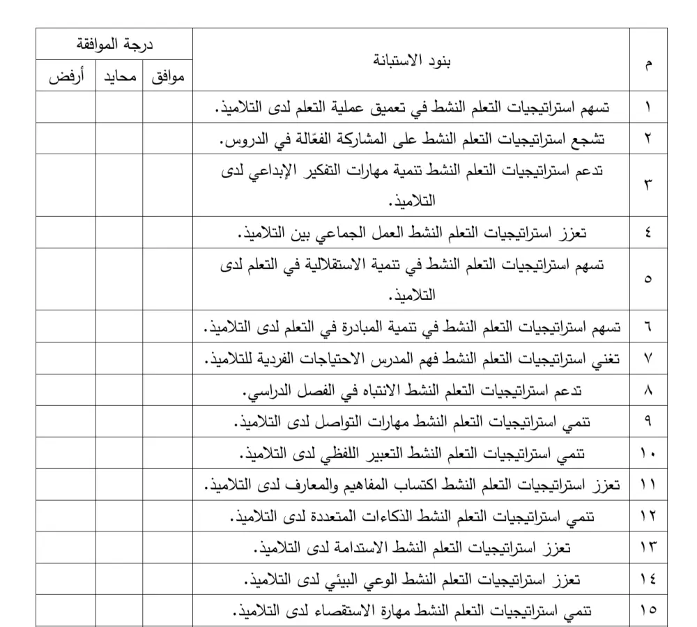 تصميم استبيان باللغة العربية لبحثك