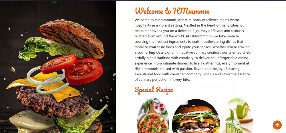 موقع إلكتروني للمطعم مع ميزات إضافة الطعام إلى السلة وحجز المكان