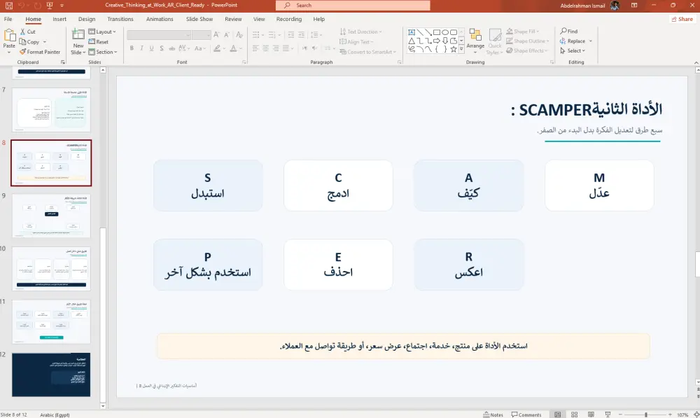 تصميم عرض PowerPoint احترافي منظم من فكرتك أو محتواك