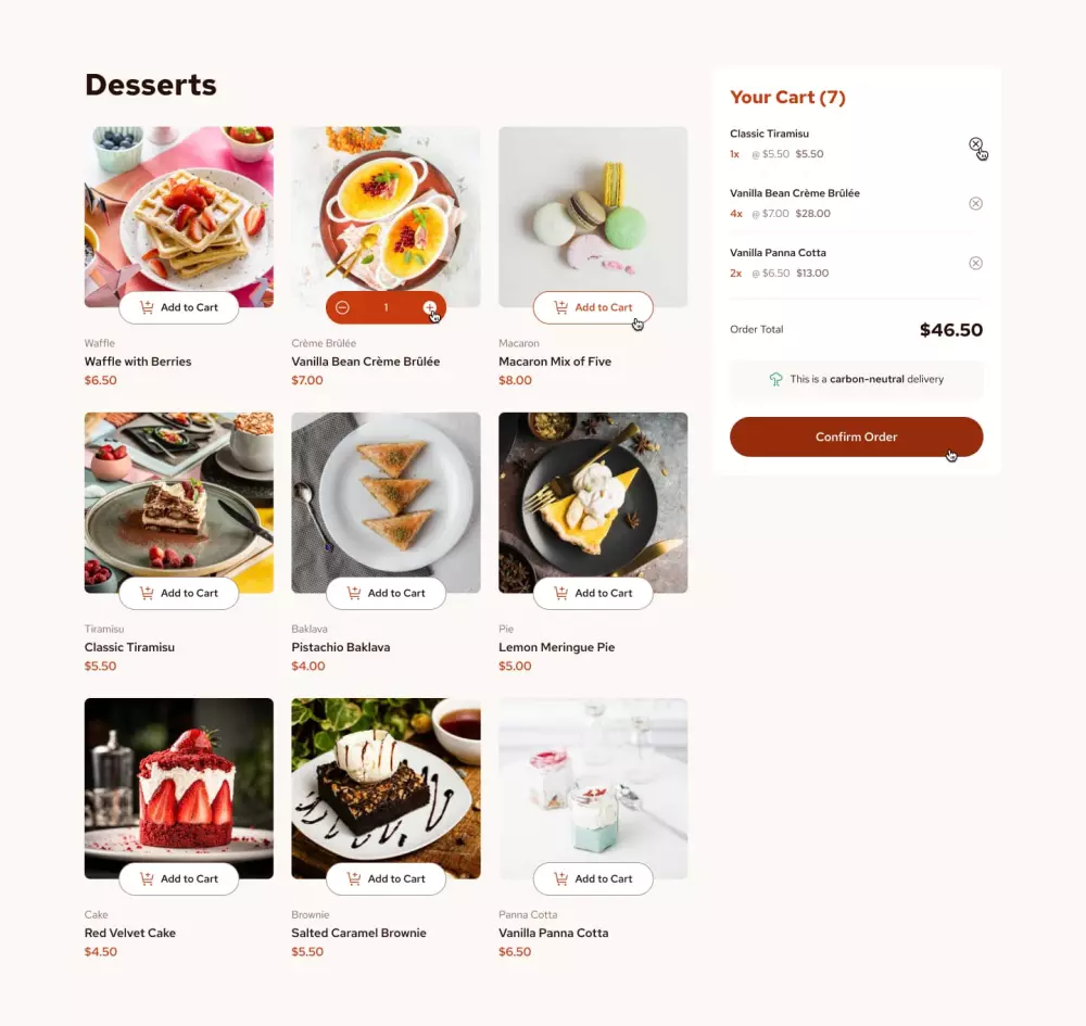 واجهة تفاعلية ومبتكرة لتطبيق طلبات الحلويات