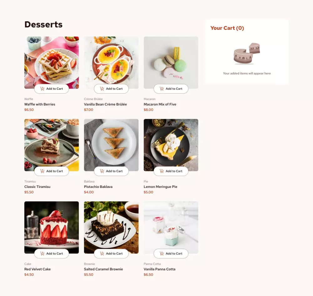 واجهة تفاعلية ومبتكرة لتطبيق طلبات الحلويات