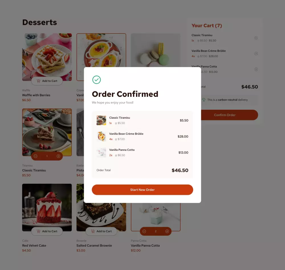 واجهة تفاعلية ومبتكرة لتطبيق طلبات الحلويات