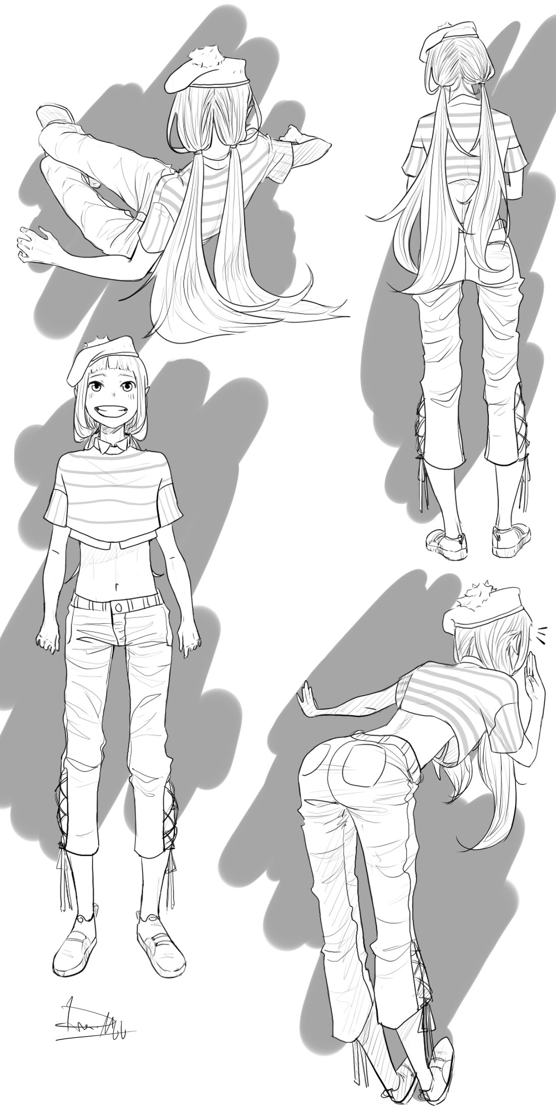 خدمه موديل شيت model sheet تصميم كامل من زاويه واحده ملونه بدقه عاليه واربع تصاميم جانبيه بدون تلوين