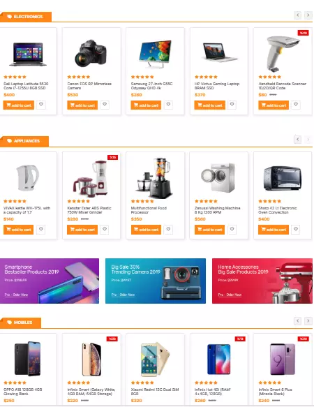 تصميم متجر إلكتروني من صفحة واحدة باستخدام HTML و CSS و JavaScript