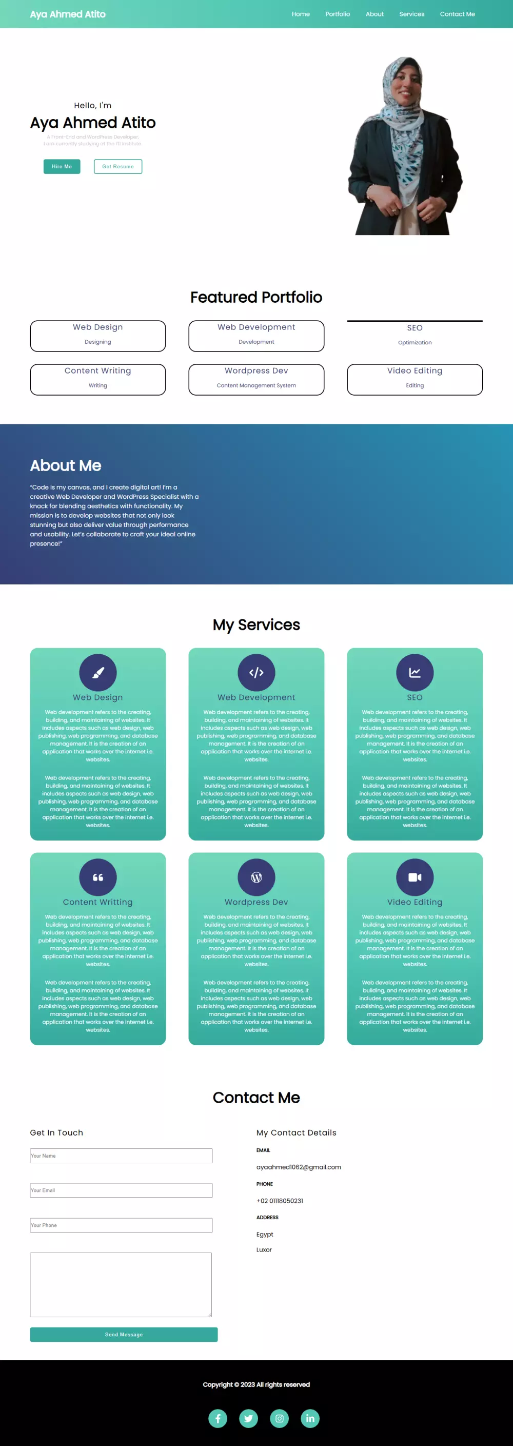 انشاء موقع شخصي برتفوليو عرض الأعمال السابقة Portfolio