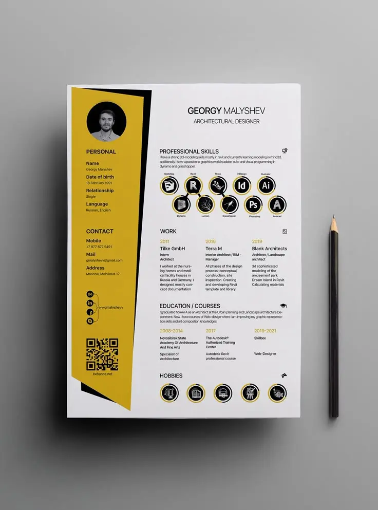 تصميم سيرة ذاتية CV احترافية وعصرية