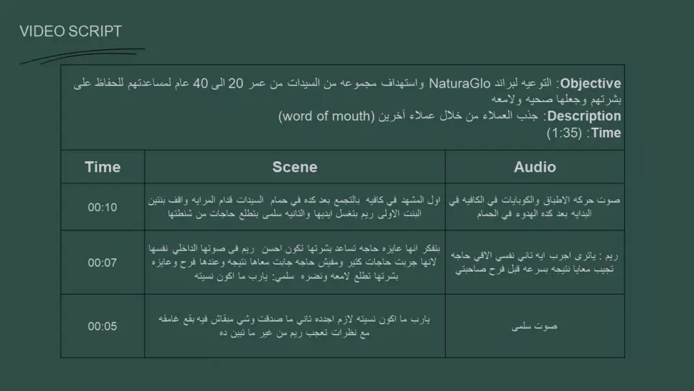 كتابة فيديو سكريبت video script