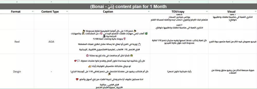 عمل خطة محتوى للانستجرام