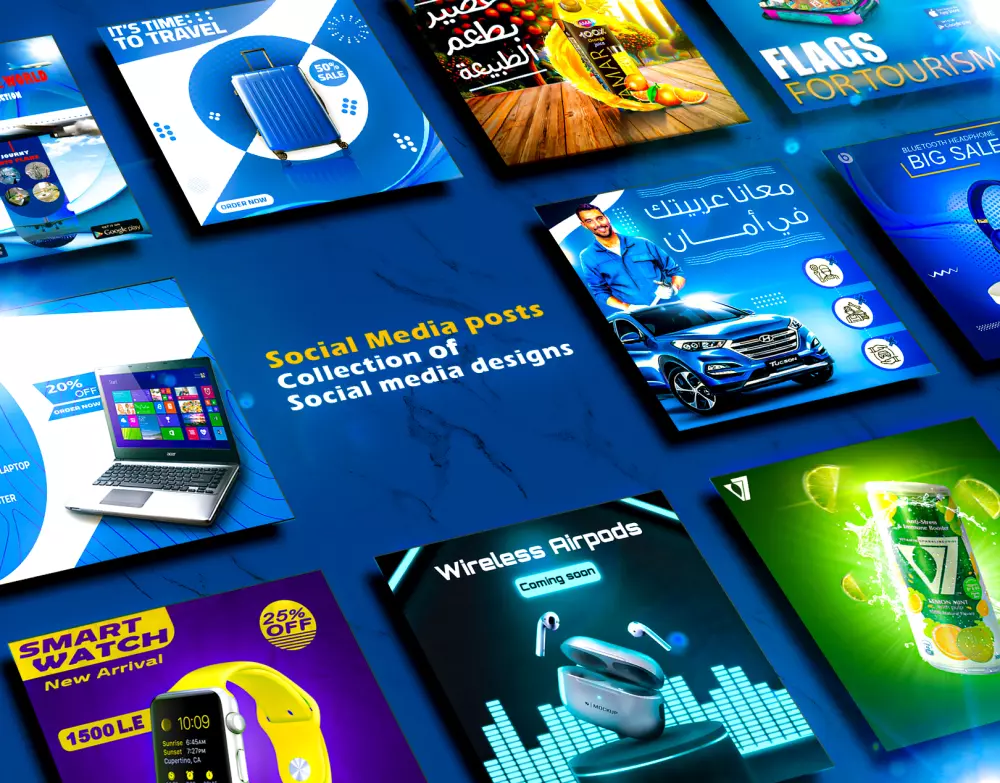 تصميم منشورات جذابة وذات أثر  تصميمي احترافي لمنصاتك