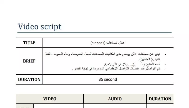 فيديو سكريبت بطريقة احترافيه لاي منصة