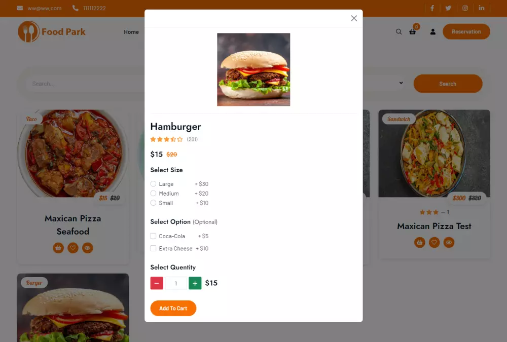 تطبيق وموقع تجارة الكترونية للمطاعم وطلب المأكولات